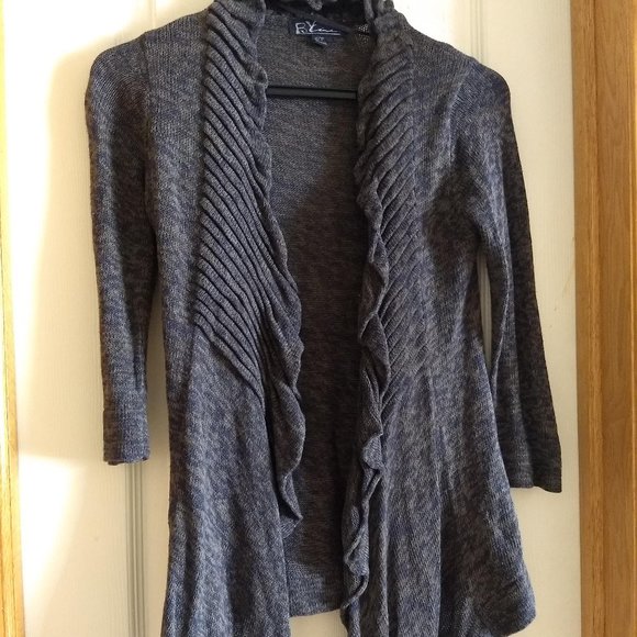 vintage Y2K 00s Line knit open waterfall cardigan - Picture 1 of 12